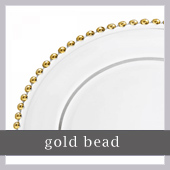 Gold Bead Glass Charger Plate To Hire